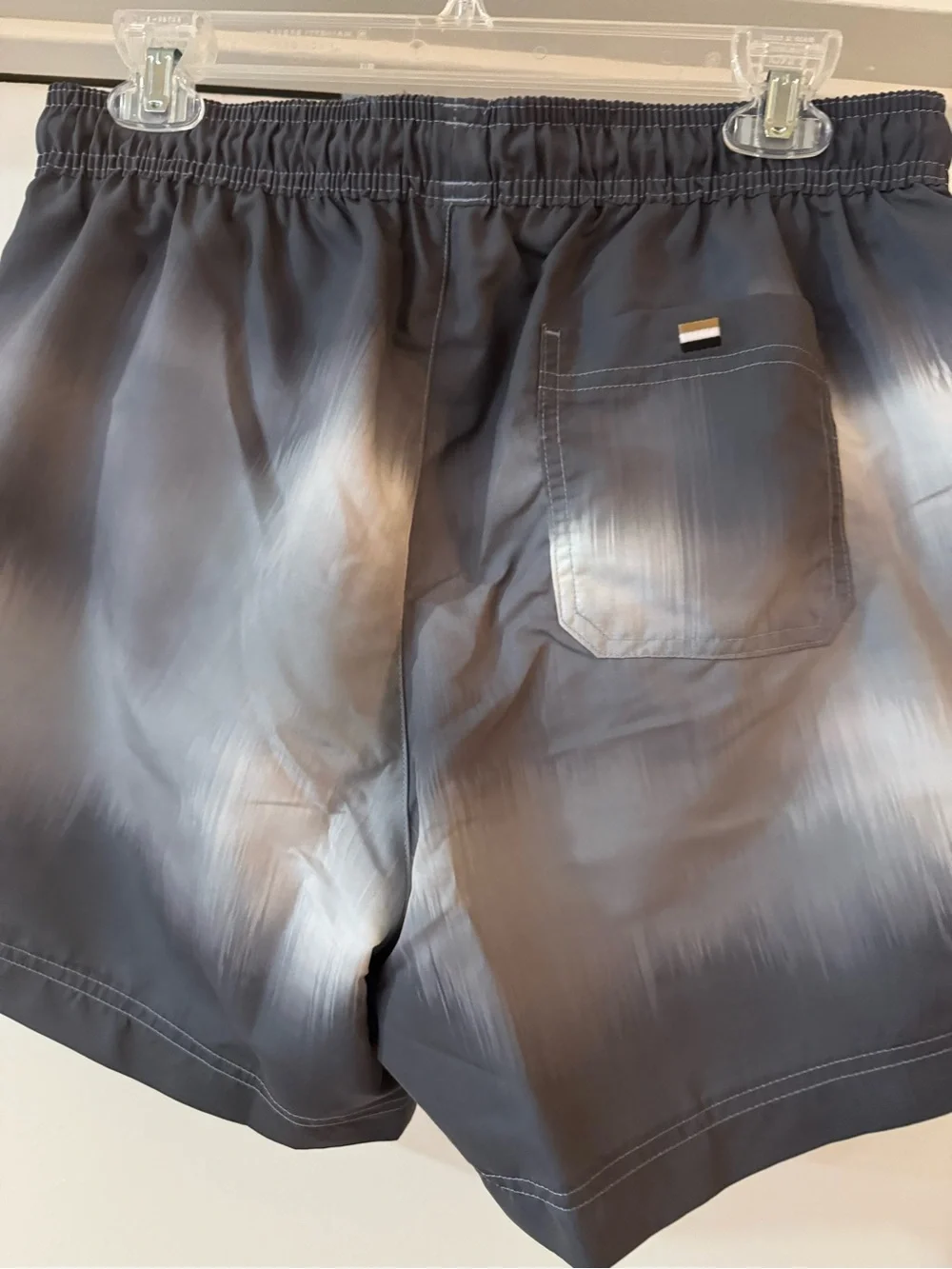 Hugo Boss Gray Swim Trunks with White Accent